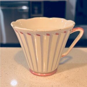 Vintage Striped Ceramic Mug with Pink Accents